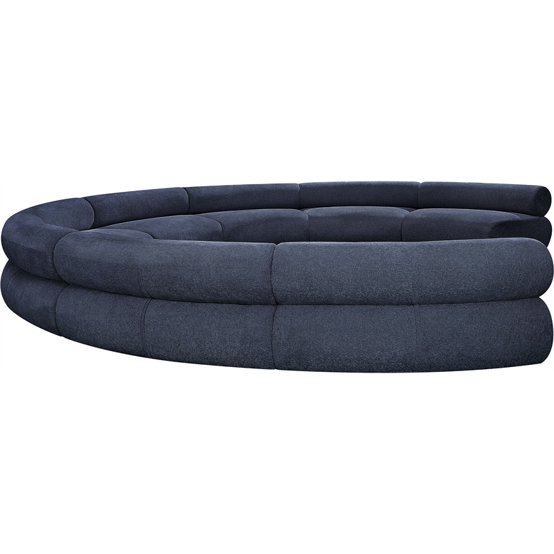 Bowery Hill Contemporary Soft Navy Chenille Fabric Modular Sofa