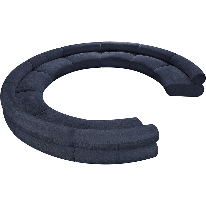 Bowery Hill Contemporary Soft Navy Chenille Fabric Modular Sofa