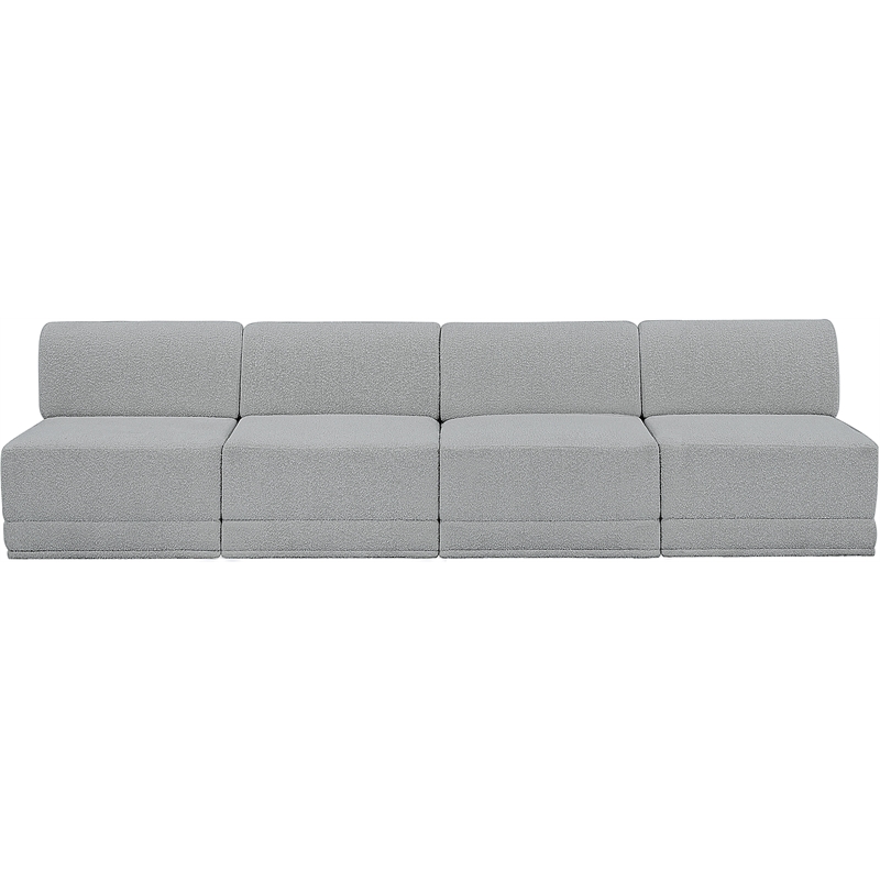 Bowery Hill Contemporary Rich Grey Boucle Fabric Modular Sofa