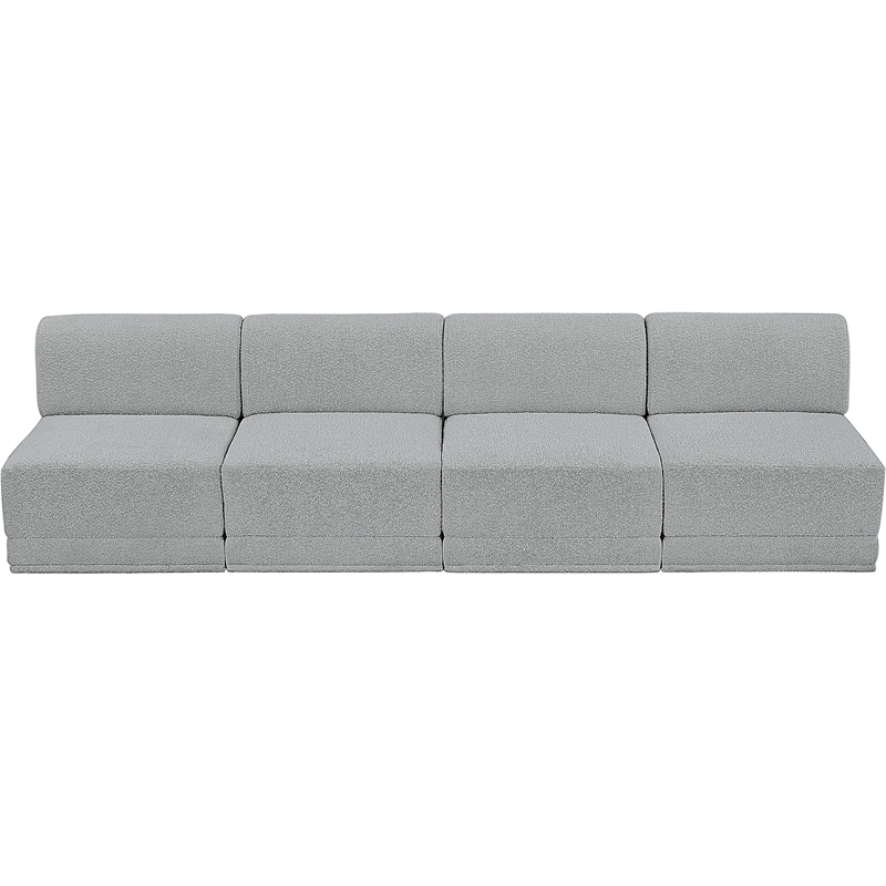 Bowery Hill Contemporary Rich Grey Boucle Fabric Modular Sofa