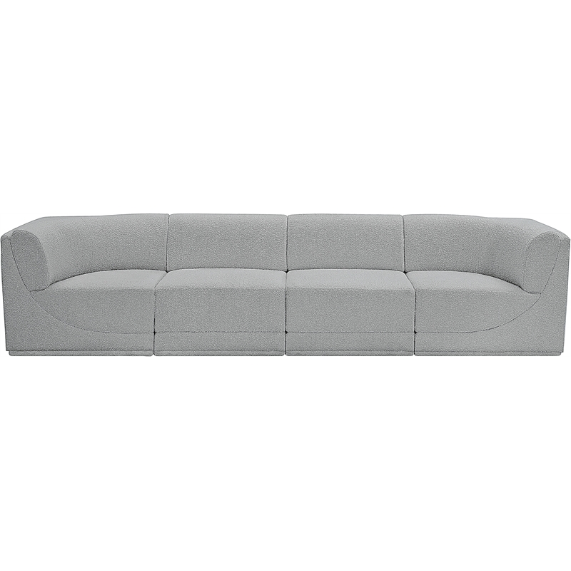 Bowery Hill Contemporary Rich Grey Boucle Fabric Modular Sofa