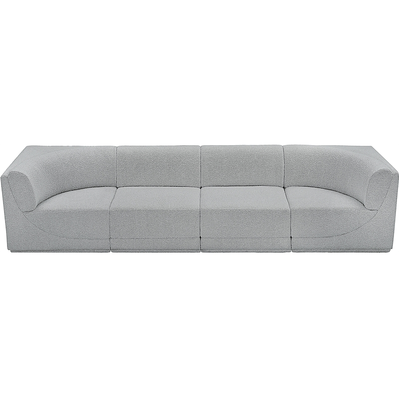 Bowery Hill Contemporary Rich Grey Boucle Fabric Modular Sofa