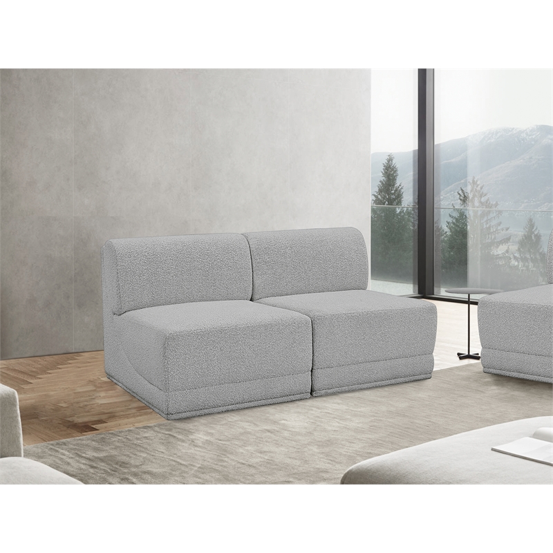 Bowery Hill Contemporary Rich Grey Boucle Fabric Modular Sofa