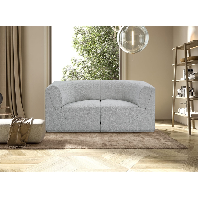Bowery Hill Contemporary Rich Grey Boucle Fabric Modular Sofa