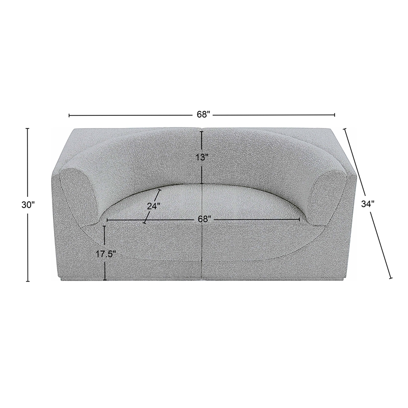 Bowery Hill Contemporary Rich Grey Boucle Fabric Modular Sofa
