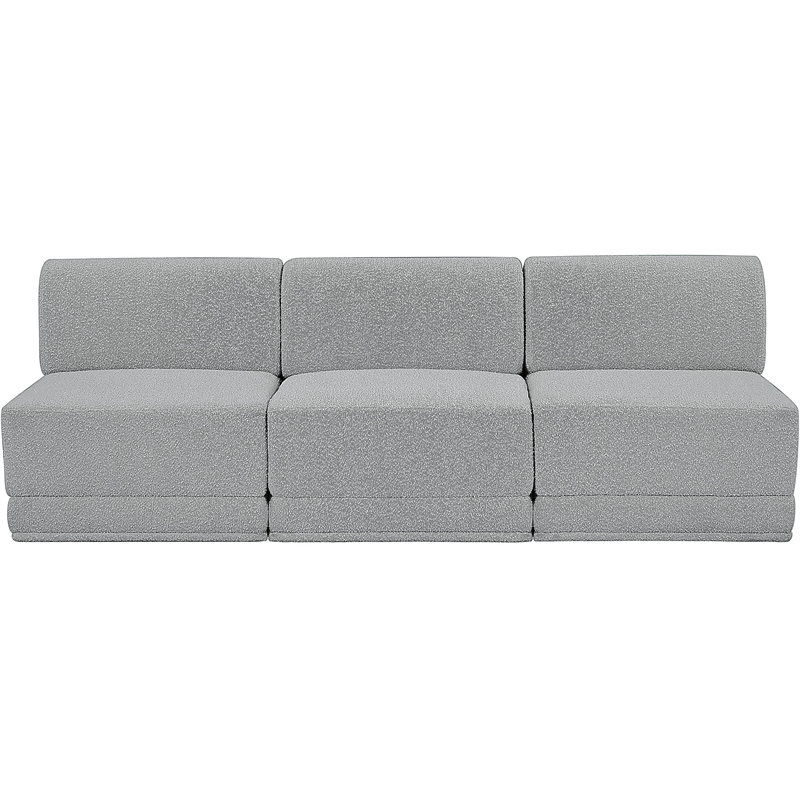 Bowery Hill Contemporary Rich Grey Boucle Fabric Modular Sofa