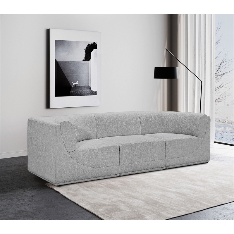 Bowery Hill Contemporary Rich Grey Boucle Fabric Modular Sofa