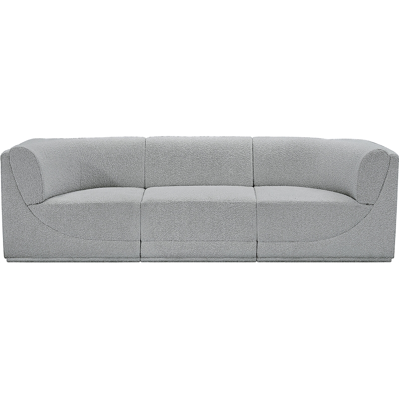 Bowery Hill Contemporary Rich Grey Boucle Fabric Modular Sofa