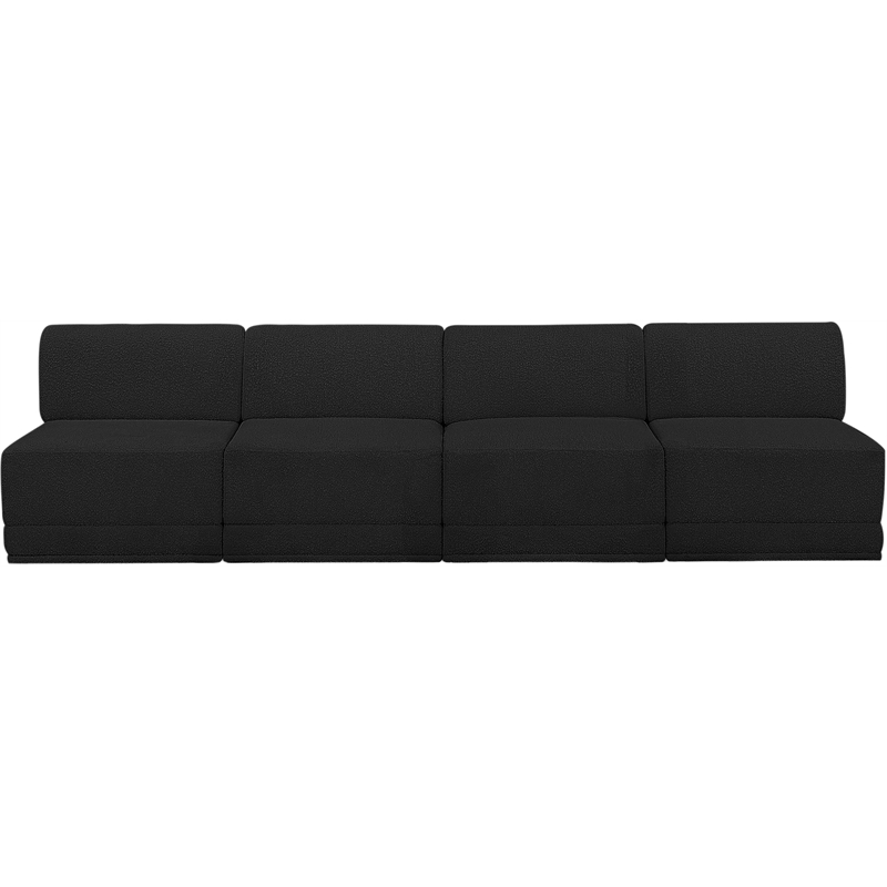 Bowery Hill Contemporary Rich Black Boucle Fabric Modular Sofa
