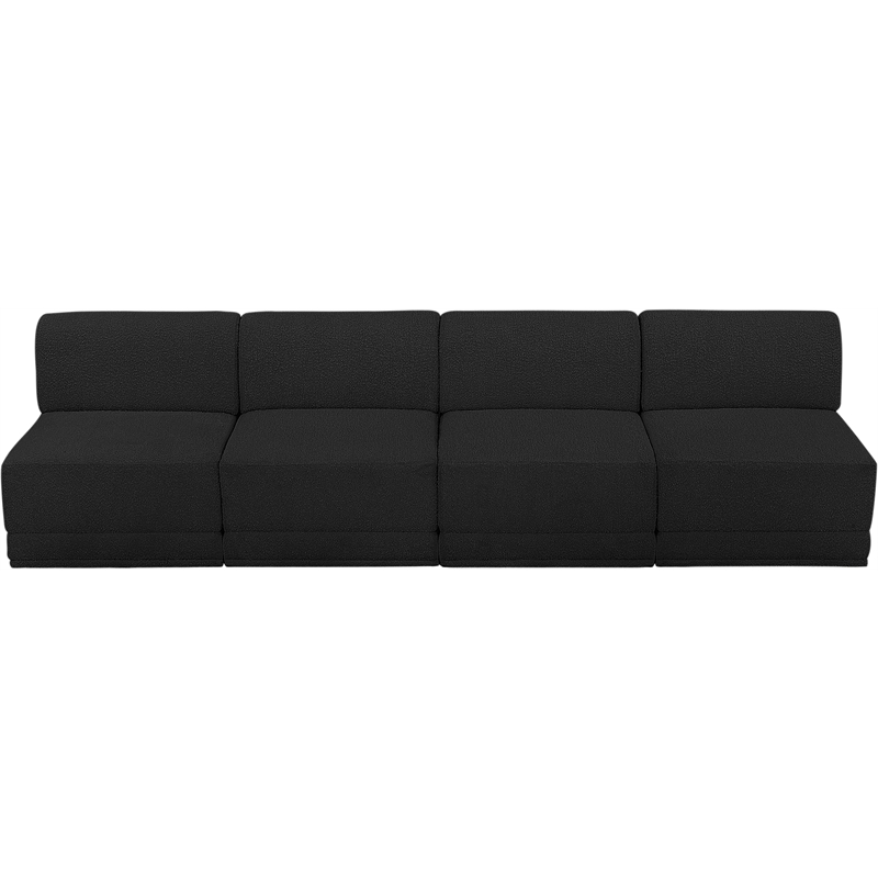 Bowery Hill Contemporary Rich Black Boucle Fabric Modular Sofa
