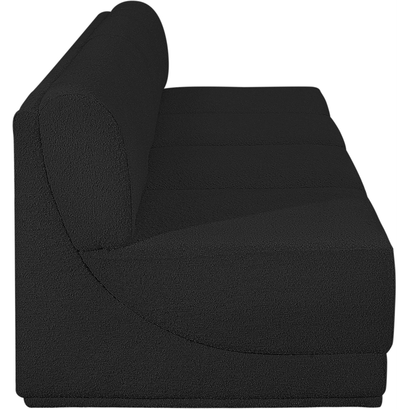 Bowery Hill Contemporary Rich Black Boucle Fabric Modular Sofa