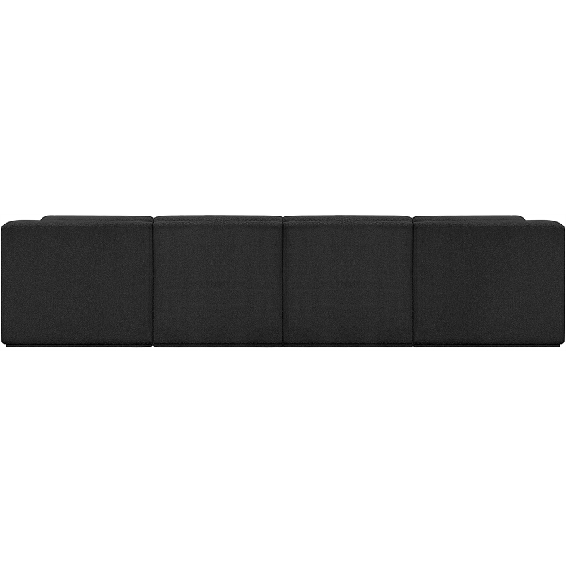 Bowery Hill Contemporary Rich Black Boucle Fabric Modular Sofa