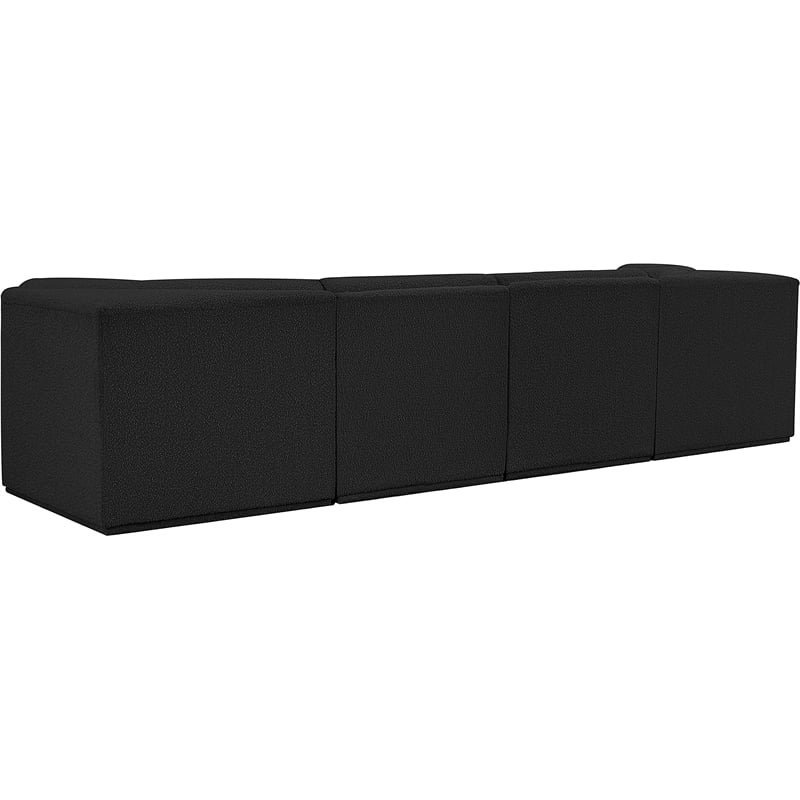 Bowery Hill Contemporary Rich Black Boucle Fabric Modular Sofa