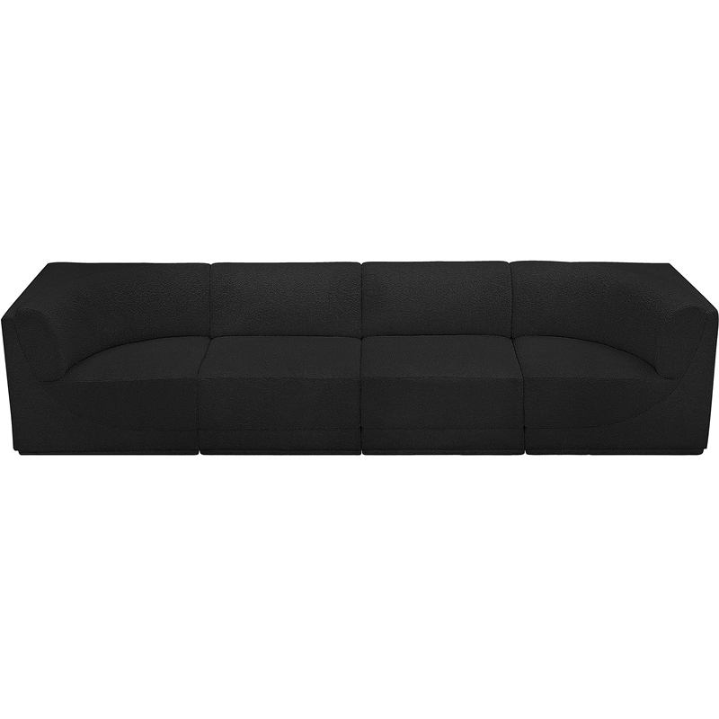 Bowery Hill Contemporary Rich Black Boucle Fabric Modular Sofa