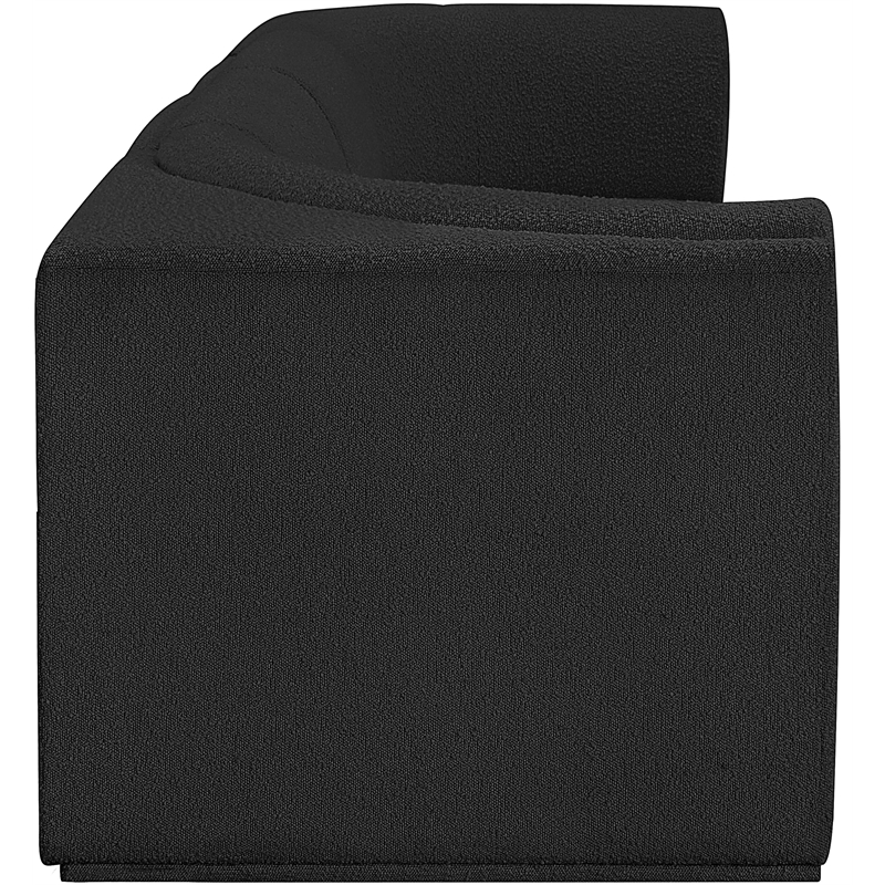 Bowery Hill Contemporary Rich Black Boucle Fabric Modular Sofa