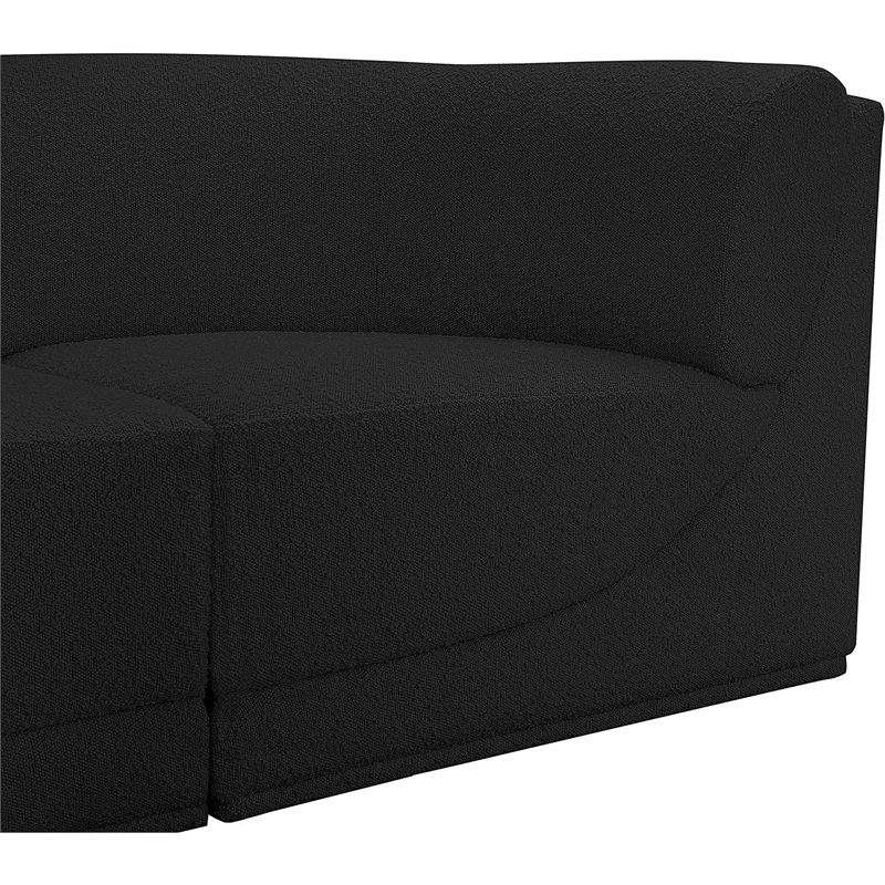 Bowery Hill Contemporary Rich Black Boucle Fabric Modular Sofa