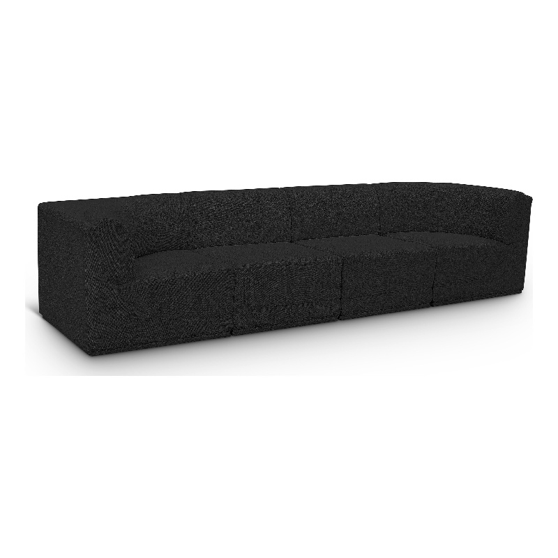 Bowery Hill Contemporary Rich Black Boucle Fabric Modular Sofa