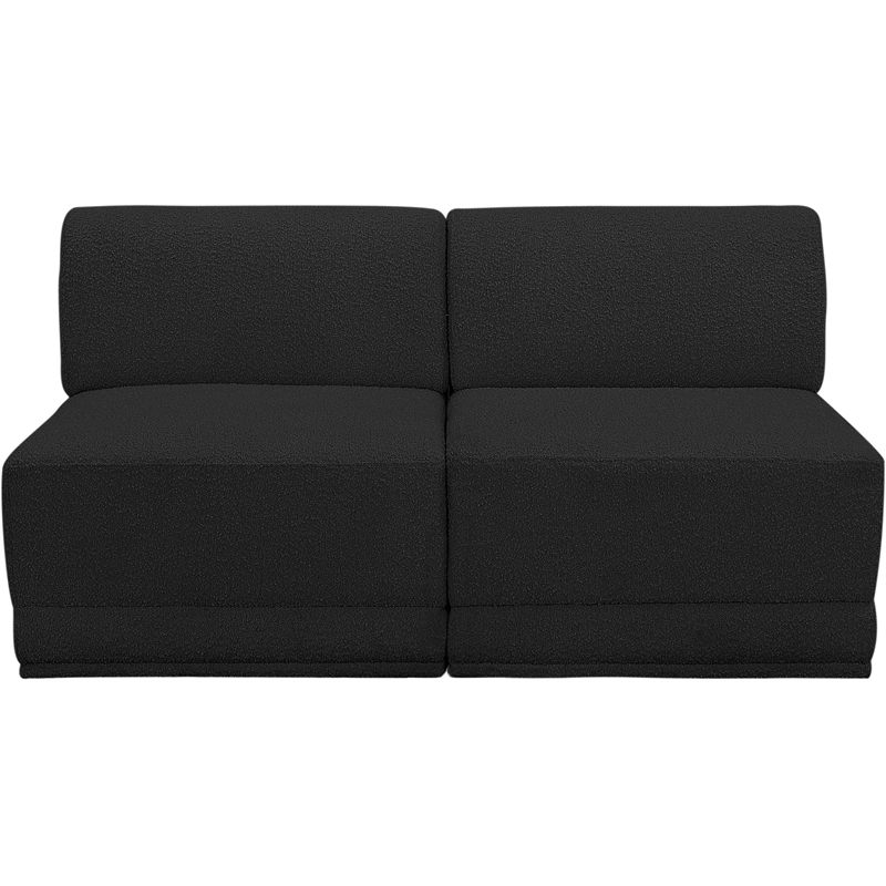 Bowery Hill Contemporary Rich Black Boucle Fabric Modular Sofa