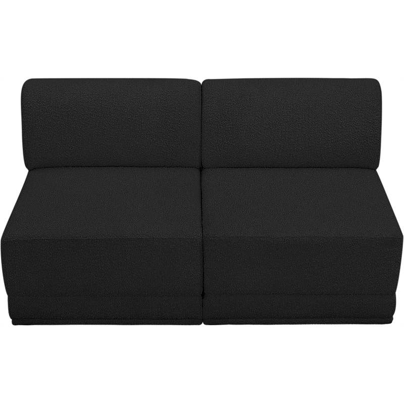 Bowery Hill Contemporary Rich Black Boucle Fabric Modular Sofa
