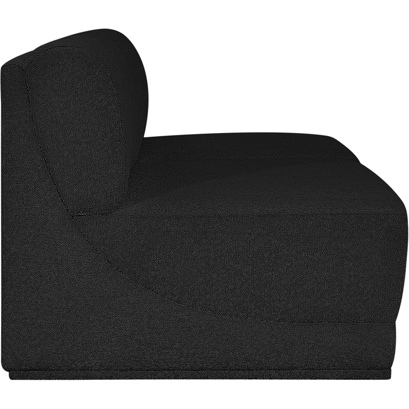 Bowery Hill Contemporary Rich Black Boucle Fabric Modular Sofa
