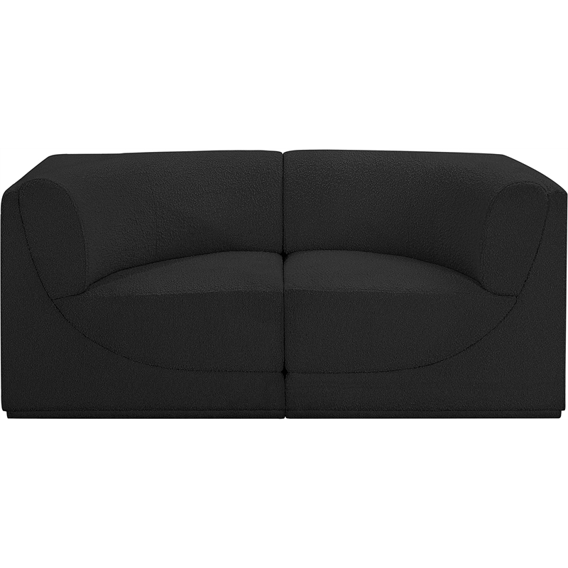 Bowery Hill Contemporary Rich Black Boucle Fabric Modular Sofa