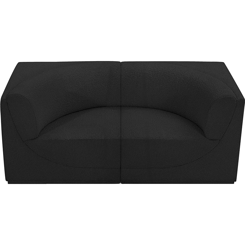 Bowery Hill Contemporary Rich Black Boucle Fabric Modular Sofa