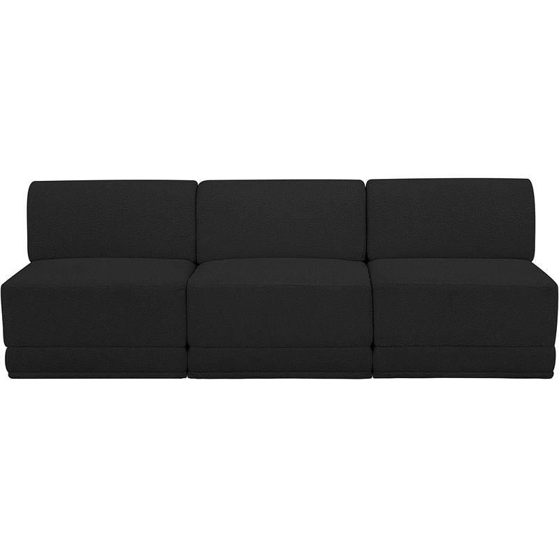 Bowery Hill Contemporary Rich Black Boucle Fabric Modular Sofa