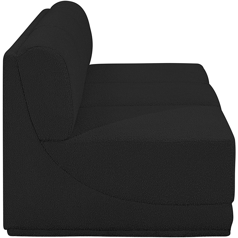 Bowery Hill Contemporary Rich Black Boucle Fabric Modular Sofa