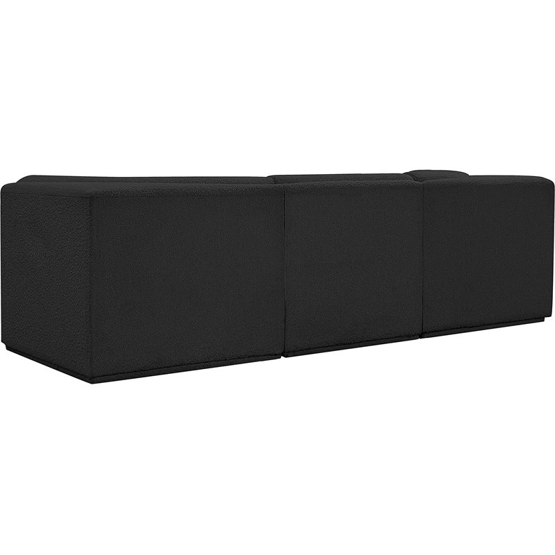 Bowery Hill Contemporary Rich Black Boucle Fabric Modular Sofa