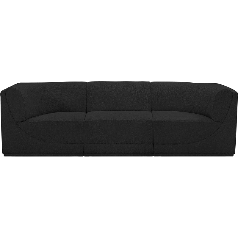 Bowery Hill Contemporary Rich Black Boucle Fabric Modular Sofa