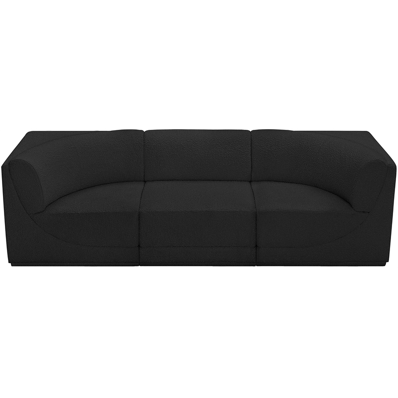 Bowery Hill Contemporary Rich Black Boucle Fabric Modular Sofa