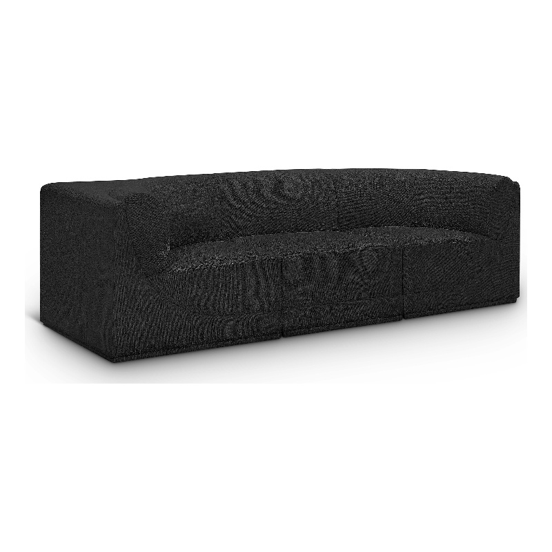 Bowery Hill Contemporary Rich Black Boucle Fabric Modular Sofa