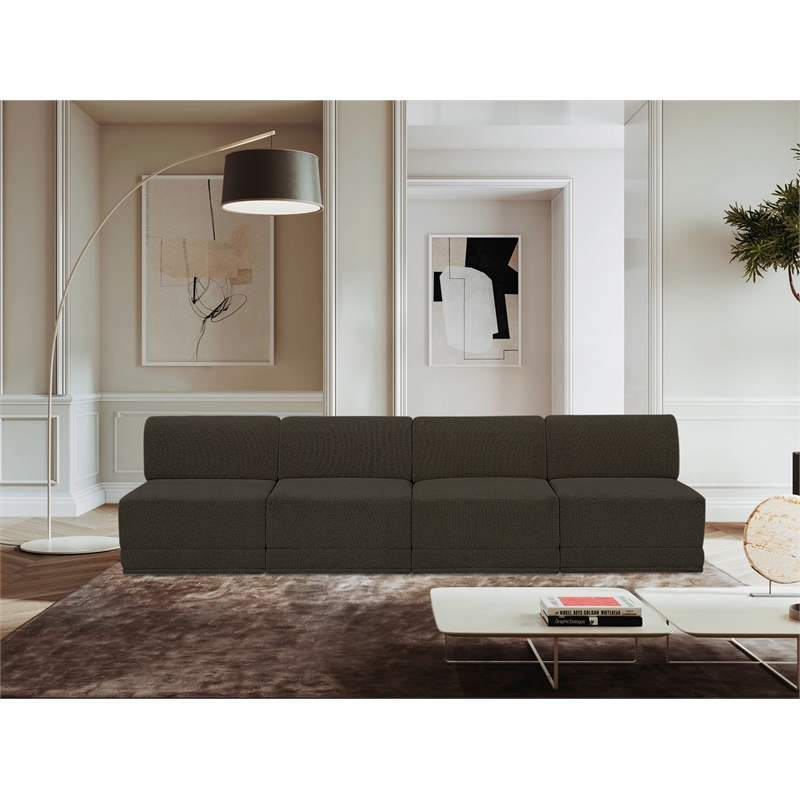 Bowery Hill Contemporary Rich Brown Boucle Fabric Modular Sofa