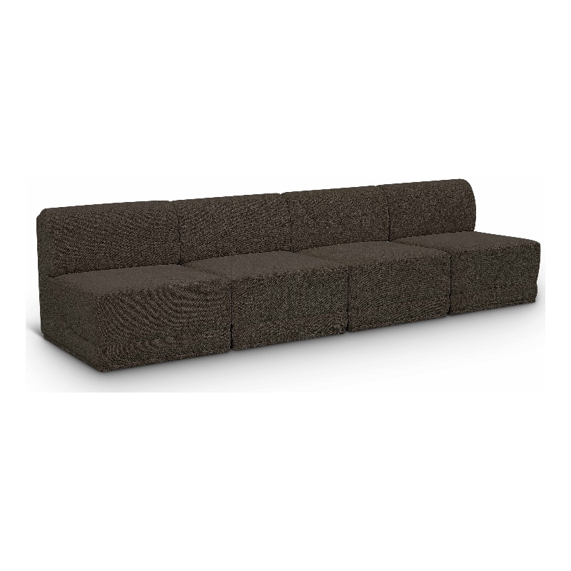 Bowery Hill Contemporary Rich Brown Boucle Fabric Modular Sofa