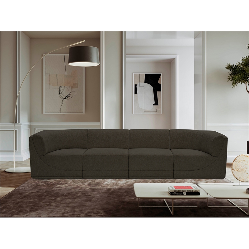 Bowery Hill Contemporary Rich Brown Boucle Fabric Modular Sofa