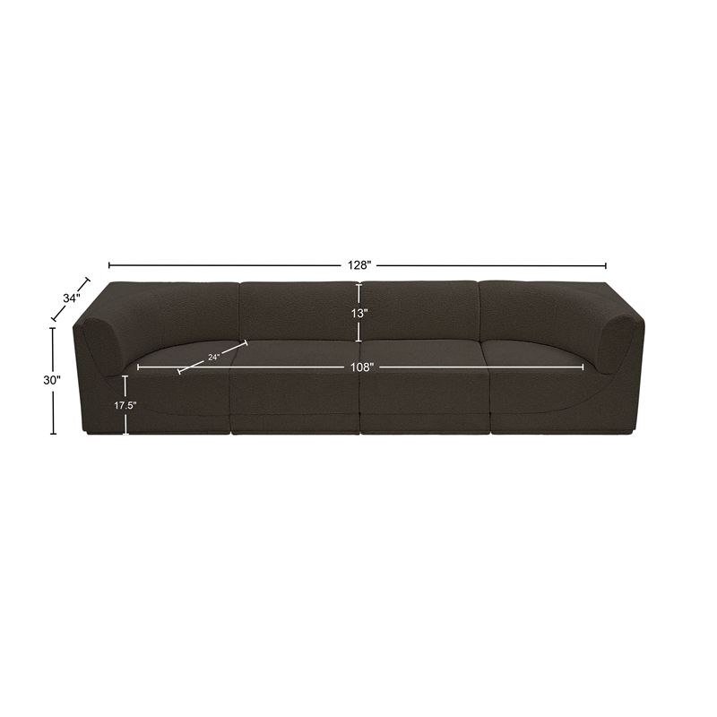Bowery Hill Contemporary Rich Brown Boucle Fabric Modular Sofa
