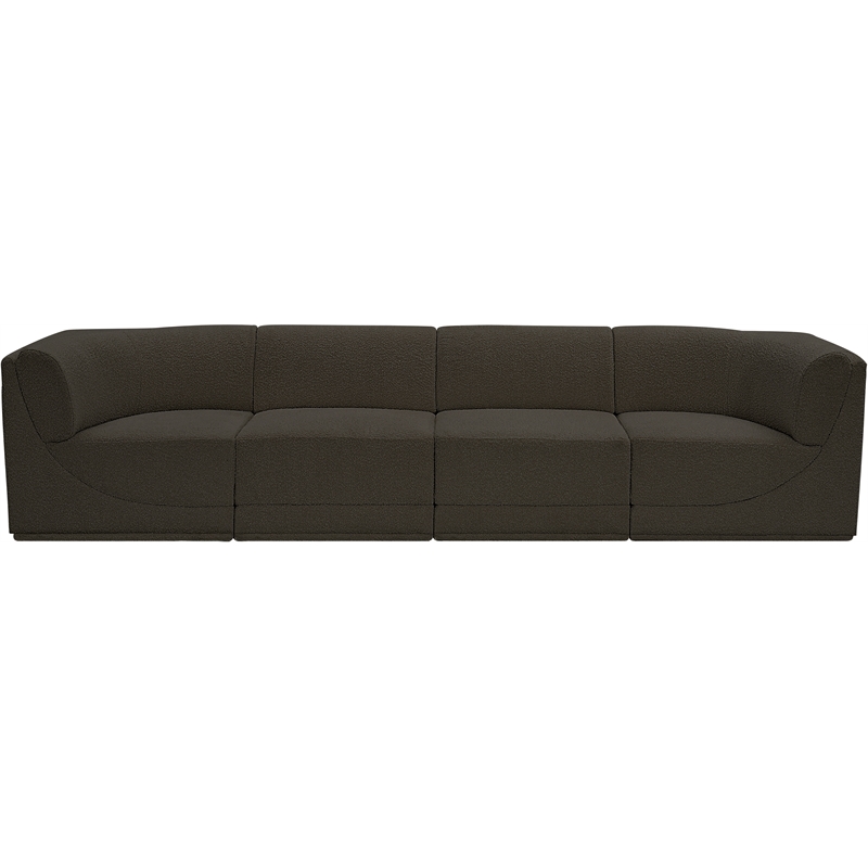 Bowery Hill Contemporary Rich Brown Boucle Fabric Modular Sofa