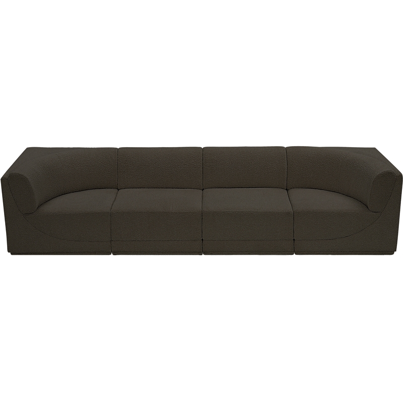 Bowery Hill Contemporary Rich Brown Boucle Fabric Modular Sofa
