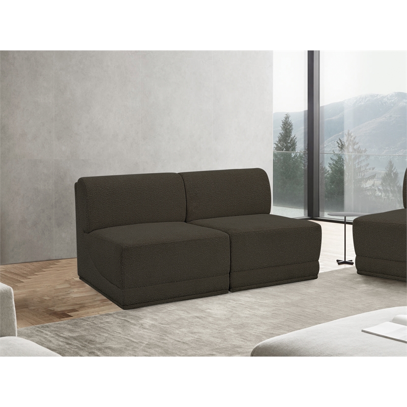 Bowery Hill Contemporary Rich Brown Boucle Fabric Modular Sofa