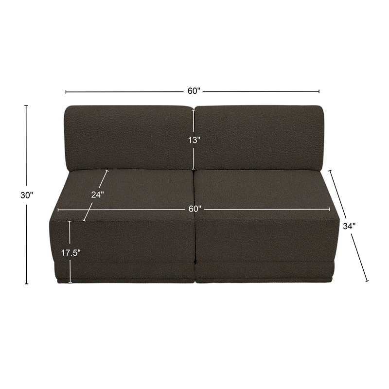Bowery Hill Contemporary Rich Brown Boucle Fabric Modular Sofa