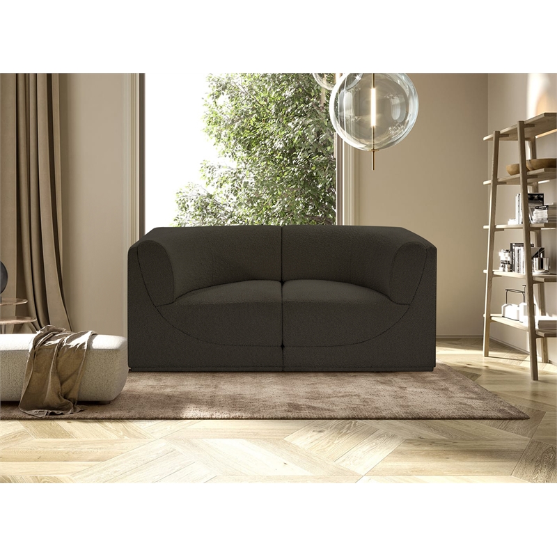 Bowery Hill Contemporary Rich Brown Boucle Fabric Modular Sofa