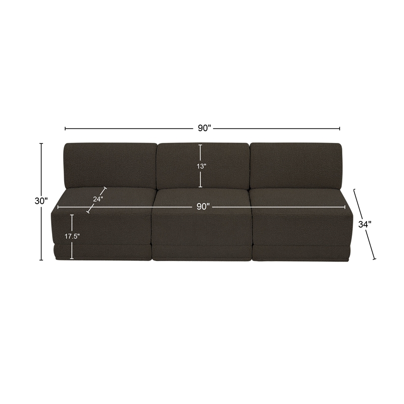 Bowery Hill Contemporary Rich Brown Boucle Fabric Modular Sofa