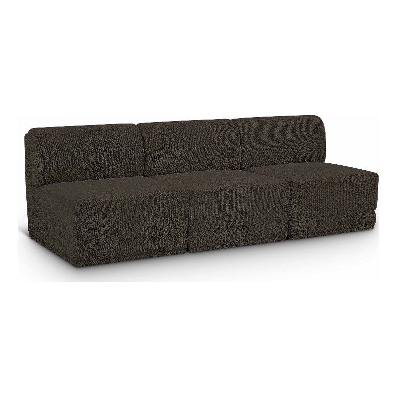 Bowery Hill Contemporary Rich Brown Boucle Fabric Modular Sofa