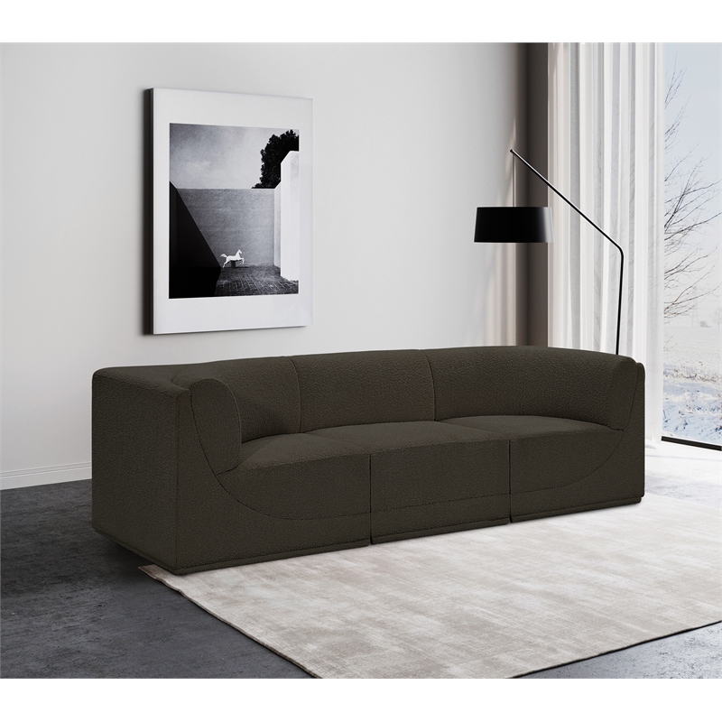Bowery Hill Contemporary Rich Brown Boucle Fabric Modular Sofa