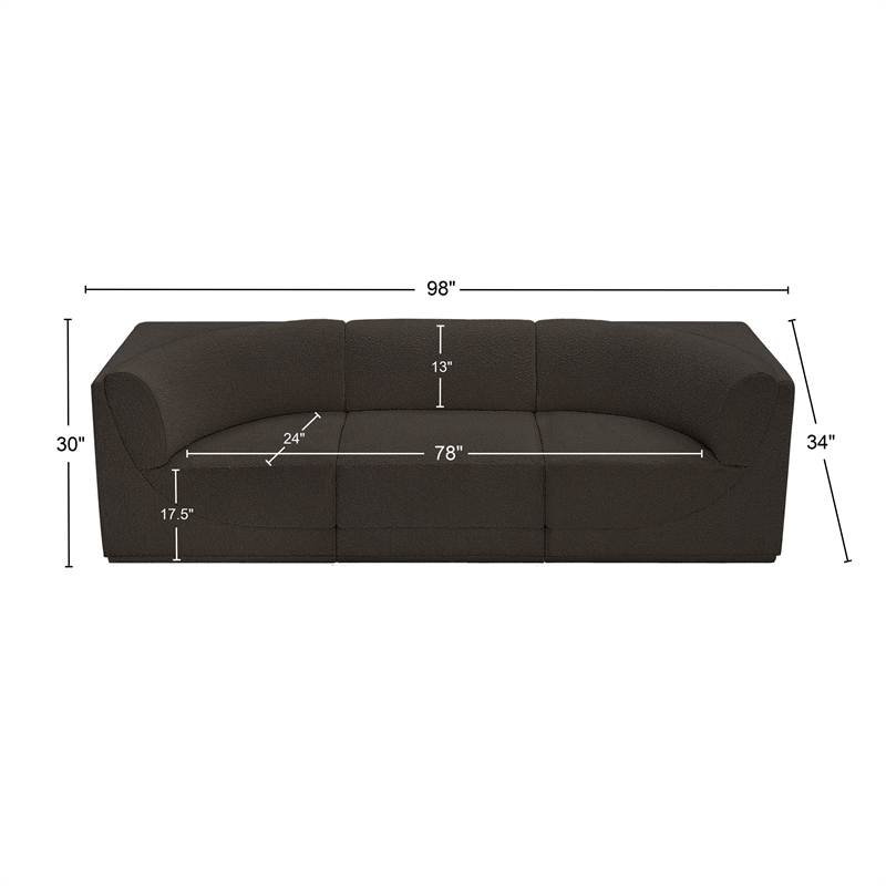Bowery Hill Contemporary Rich Brown Boucle Fabric Modular Sofa