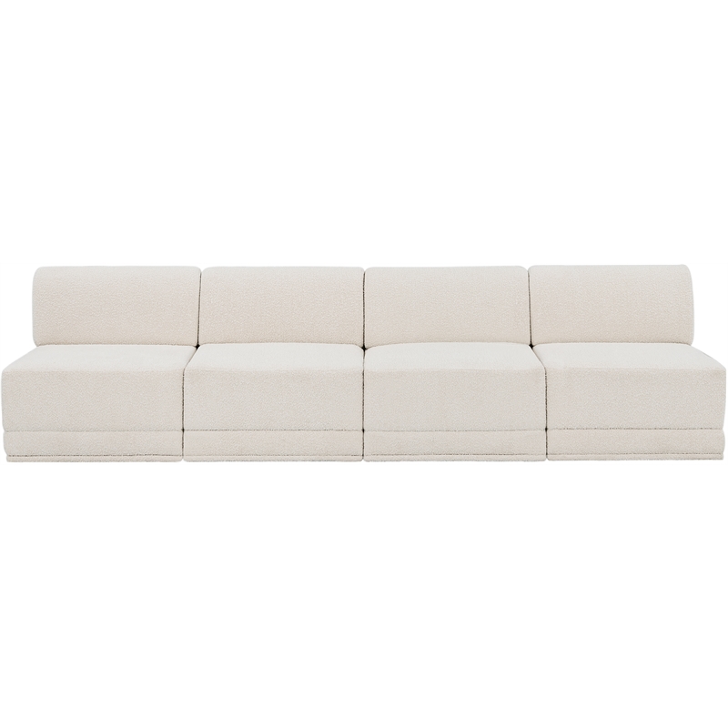 Bowery Hill Contemporary Rich Cream Boucle Fabric Modular Sofa