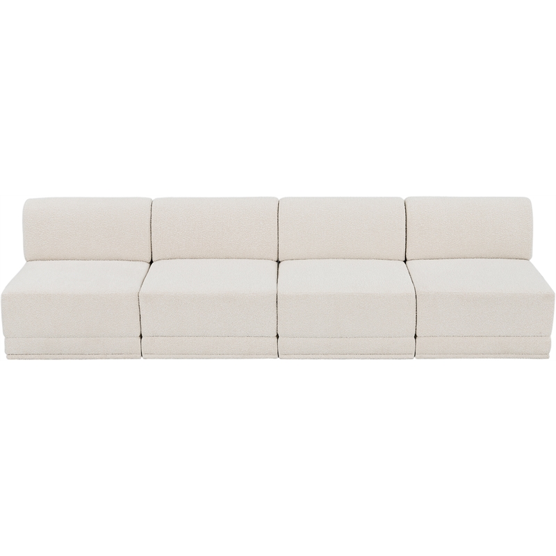 Bowery Hill Contemporary Rich Cream Boucle Fabric Modular Sofa