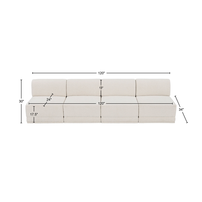 Bowery Hill Contemporary Rich Cream Boucle Fabric Modular Sofa