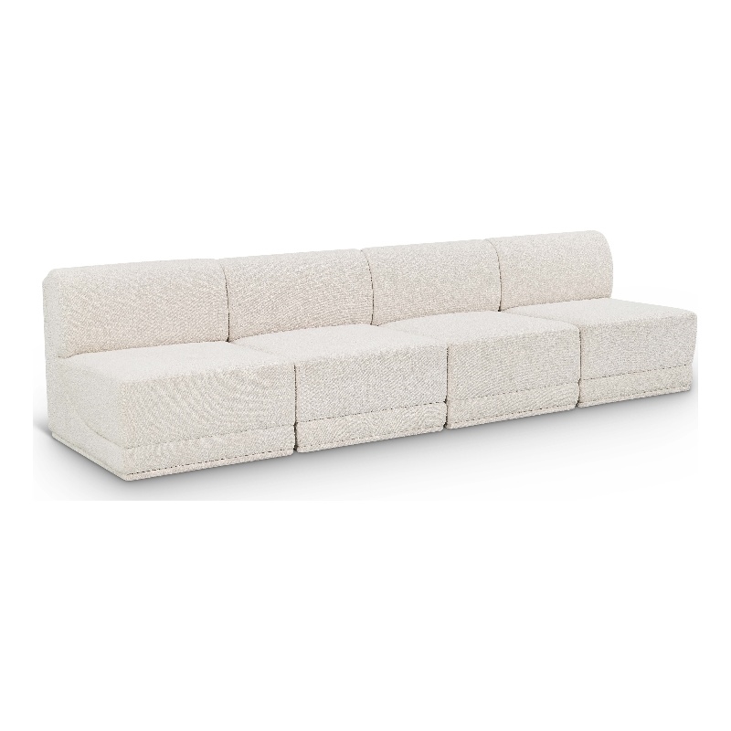 Bowery Hill Contemporary Rich Cream Boucle Fabric Modular Sofa