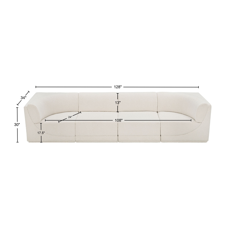 Bowery Hill Contemporary Rich Cream Boucle Fabric Modular Sofa